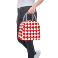 thumbnail image 7 of Lunch Tote Bag Red Checkerboard Pattern Trendy Lightweight Reusable Stylish Bento Box for Adult Light Grey, 7 of 7