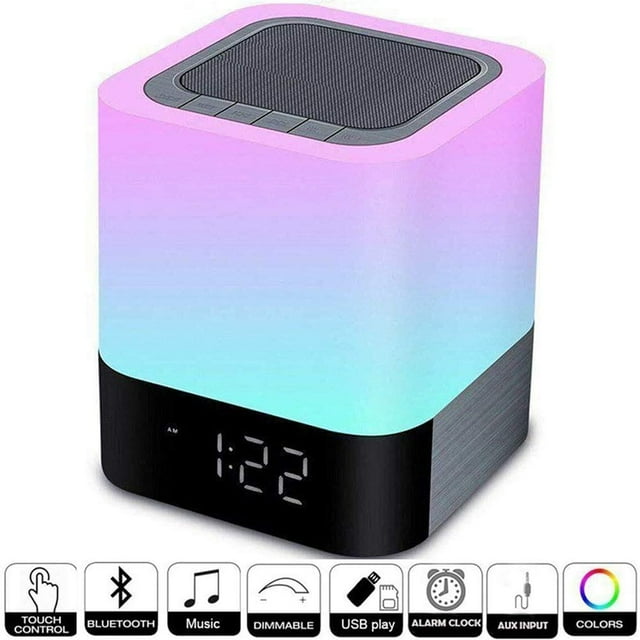 Touch Control Bedside Lamp ,LED Bluetooth Speaker,Night Light Dimmable Wireless Speaker,Portable Wireless Bluetooth Speaker,48 LED Changing Color