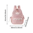 thumbnail image 3 of Y2K Corduroy Backpack with Bow Star & Lace , Preppy Kawaii Daily Daypack, 3 of 4