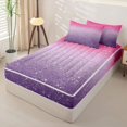 thumbnail image 2 of Erosebridal Ombre Stars Glitter Zipper Twin Comforter Sets with Fitted Sheet and 2 Pillowcases,Pink Purple Gradient Sparkle Print Zipper Bedding Set For Girls,Colorful Stars Reversible,4pcs, 2 of 7