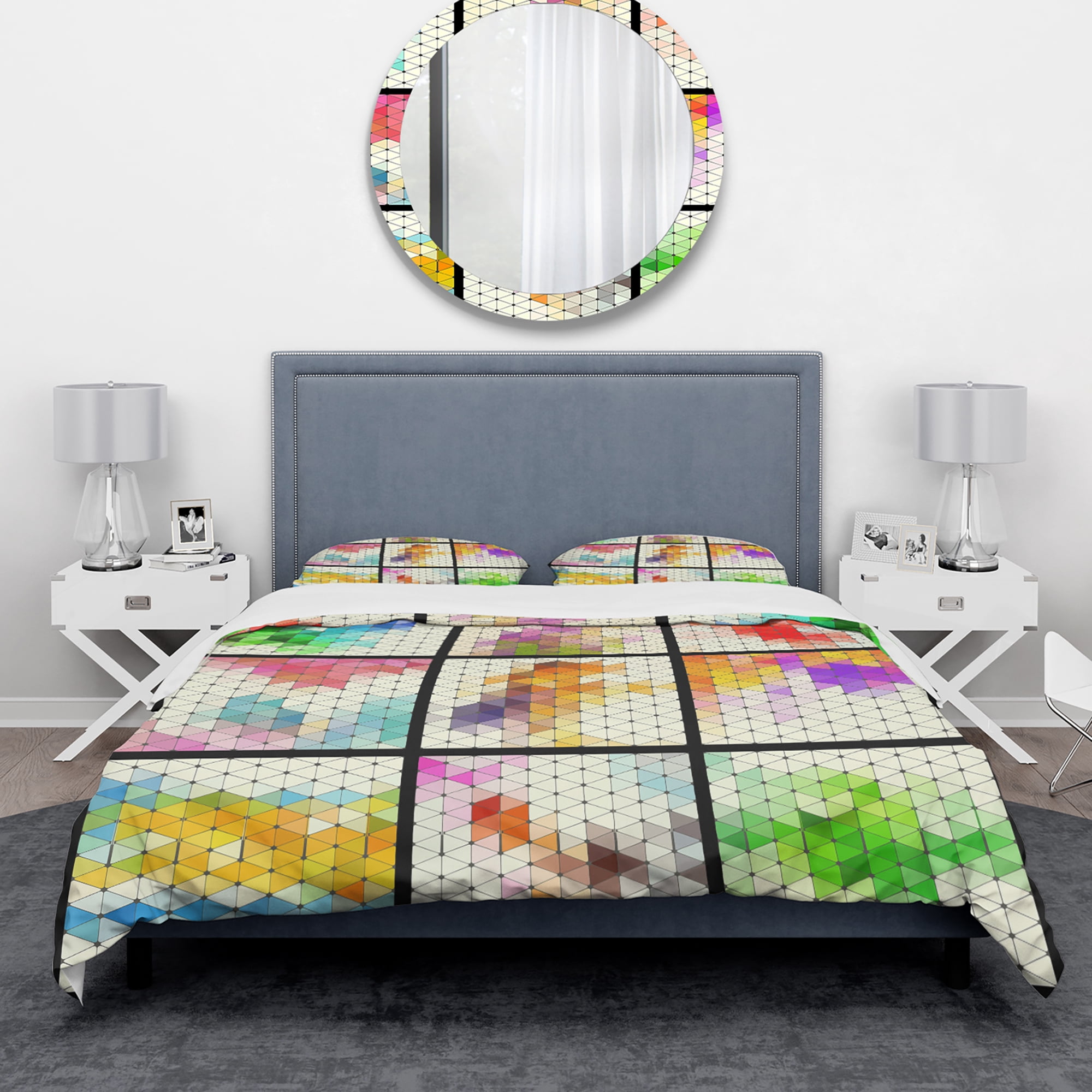 Designart 'Compilation of Triangular Geometry' Modern & Contemporary Duvet Cover Set