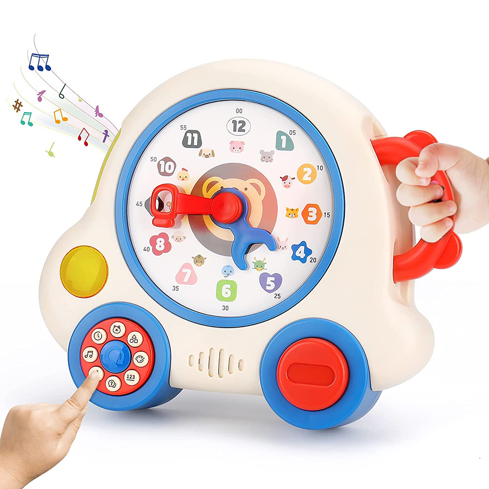 FUNNYFAIRYE Kids Learning Clock Toy, Toddler Educational Teaching Clock, Animals, Patterns