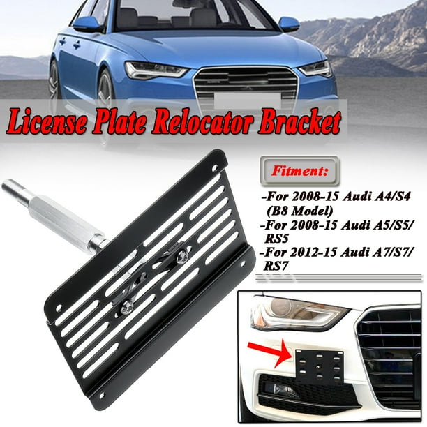 Front Bumper Tow Hook License Plate Relocator Bracket For Audi A4