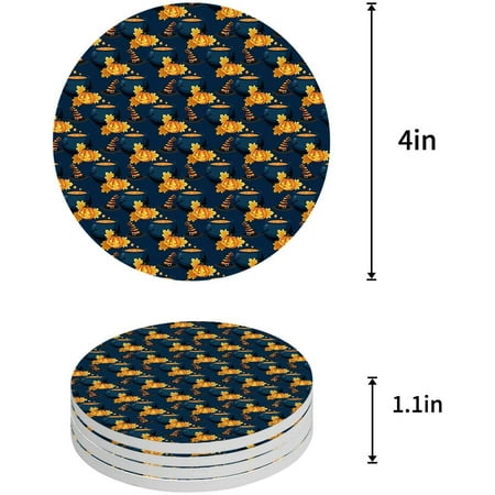 

FMSHPON Halloween Magic Potions and Pumpkins Set of 6 Round Coaster for Drinks Absorbent Ceramic Stone Coasters Cup Mat with Cork Base for Home Kitchen Room Coffee Table Bar Decor