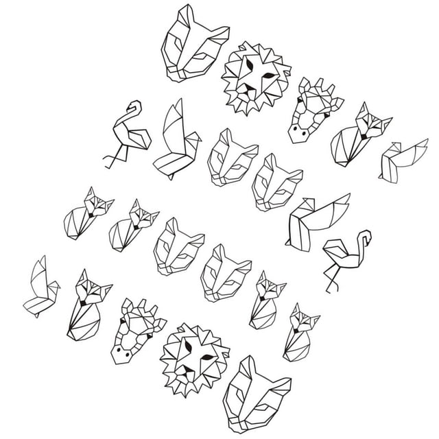 ziyahi Cartoon Animal Line Drawing Nail Stickers DIY Fake Full Nail Tip Decals Beauty Art Tools