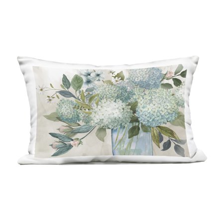 Stupell Industries Hydrangeas Galore Blue Flowers Outdoor Printed Pillow design by Nan, 14 x 7 x 20