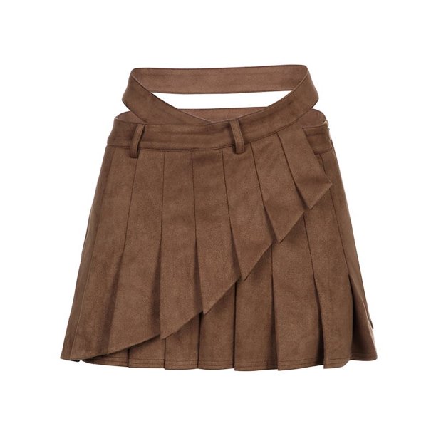 Minifalda plisada de retazos irregulares para mujer, estilo Harajuku, de punto, básica, lisa, de cintura baja, estilo vintage