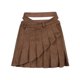 thumbnail image 1 of Minifalda plisada de retazos irregulares para mujer, estilo Harajuku, de punto, básica, lisa, de cintura baja, estilo vintage, 1 of 6