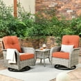 thumbnail image 5 of XIZZI 3-Piece Patio Furniture Set High Back Patio Conversation Chairs Set Outdoor Swivel Glider Rocker Chairs Wicker Outdoor Rocking Swivel Chairs with Side Table for Porch, Orange Red, 5 of 11