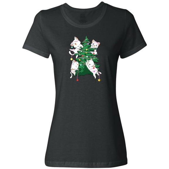 Inktastic Kawaii Cats Christmas Tree Women's T-Shirt