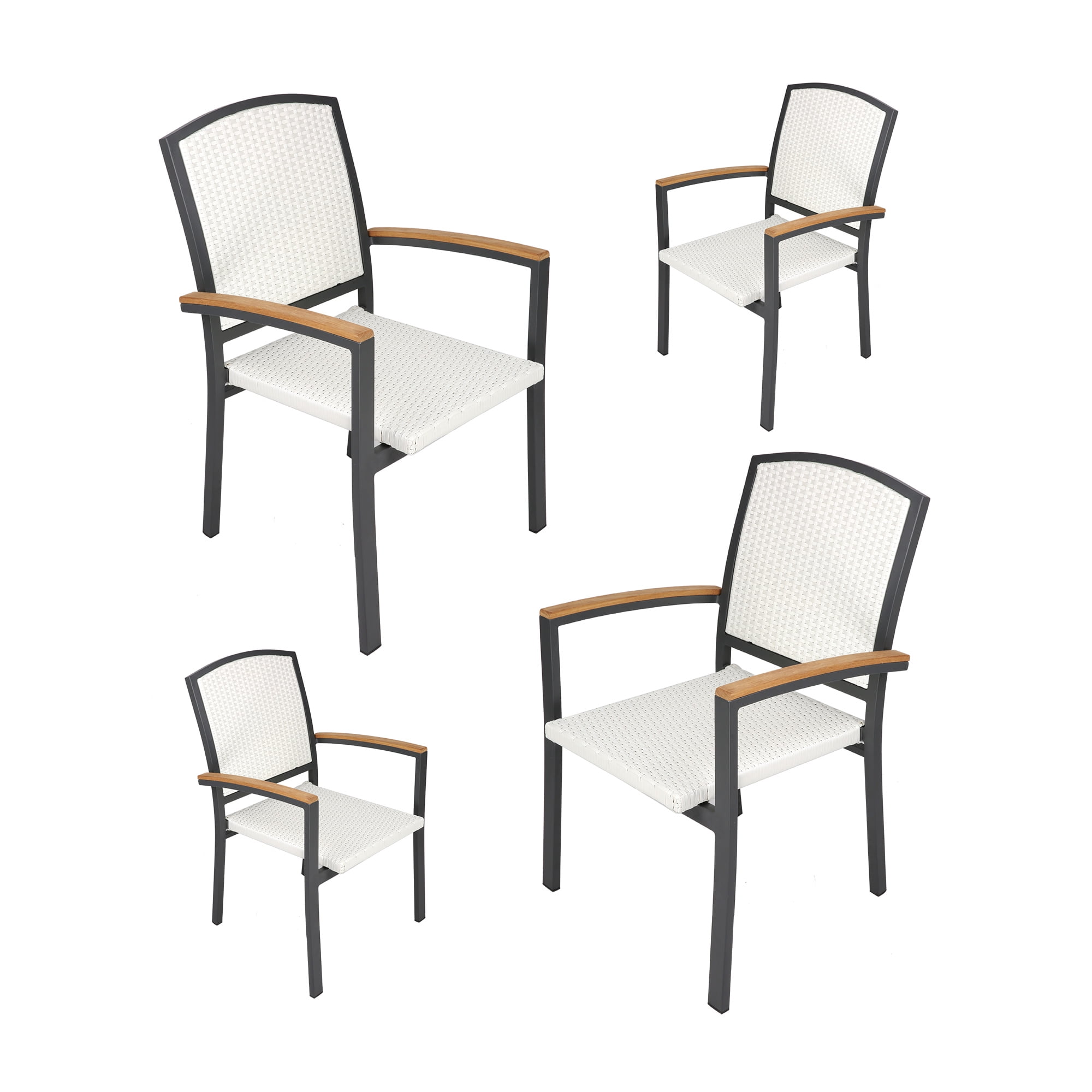 KARMAS PRODUCT Stackable Outdoor Patio Dining Chairs Set of 4 Aluminum