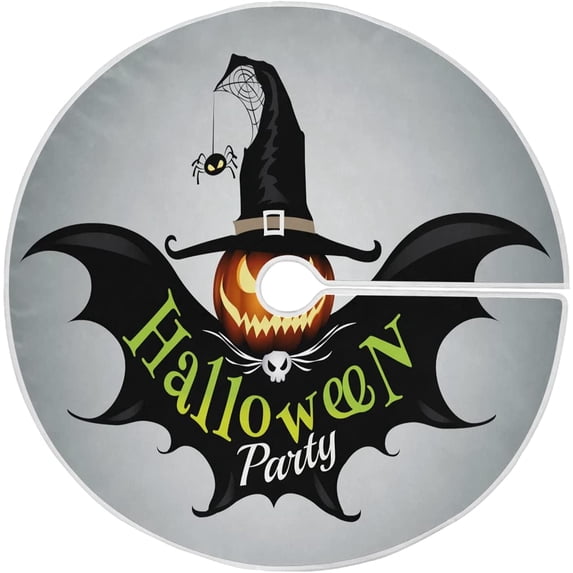 FMSHPON Halloween Bat Xmas Christmas Tree Skirt Stand Mat for Holiday Party Decoration Indoor Outdoor 48 inches