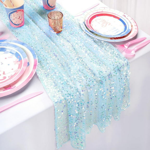 YIMWNYI Sequin Table Runner, Glitter Fabric for Party & Wedding Decor, Durable & Reusable, Perfect for Birthdays & Special Events