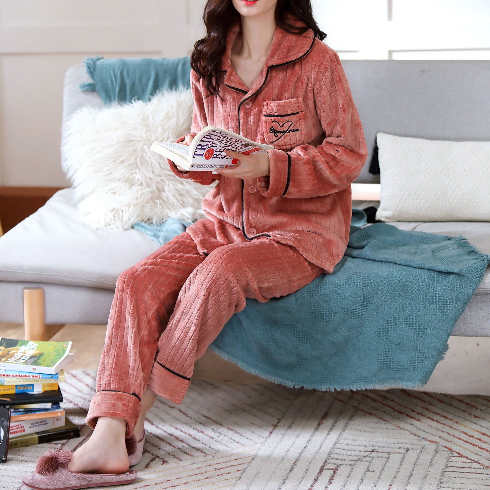 Mrat Ensembles de Pyjama Haut Doux avec Pantalon Mode Dames