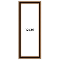 12x36 Frame Gold Brown Plein Air Vintage Solid Wood Picture Frame | 1.75 Inches Moulding Width |