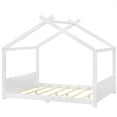 thumbnail image 6 of Harper & Bright Designs Queen Size Floor Bed with Support Slats, Wood House Bed with Headboard and Footboard for Boys and Girls, Light White, 6 of 11