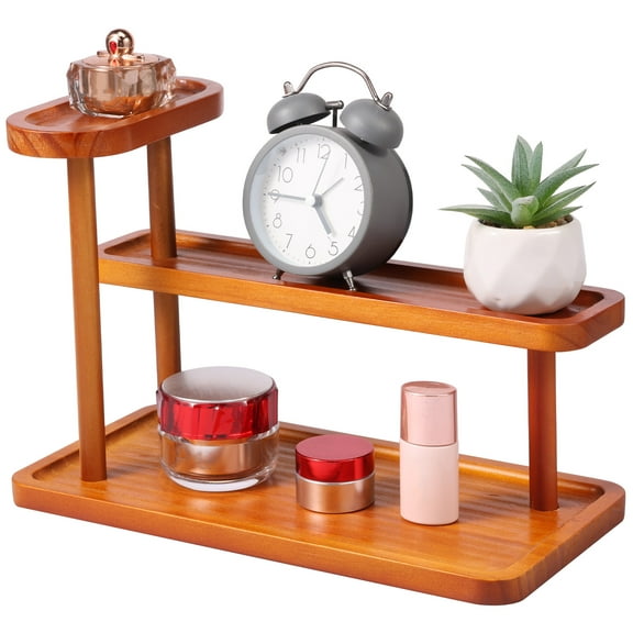 Three Layer Wooden Perfume Stand for Cosmetic Small Countertop Organizer Desk Organizer for Jewelry Display Home Office Supplies