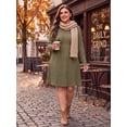 thumbnail image 2 of Cueply Women's Plus Size Ribbed Knit Dress Long Sleeve Crew Neck Empire Waist Casual A-Line Dress with Pockets, 2 of 8