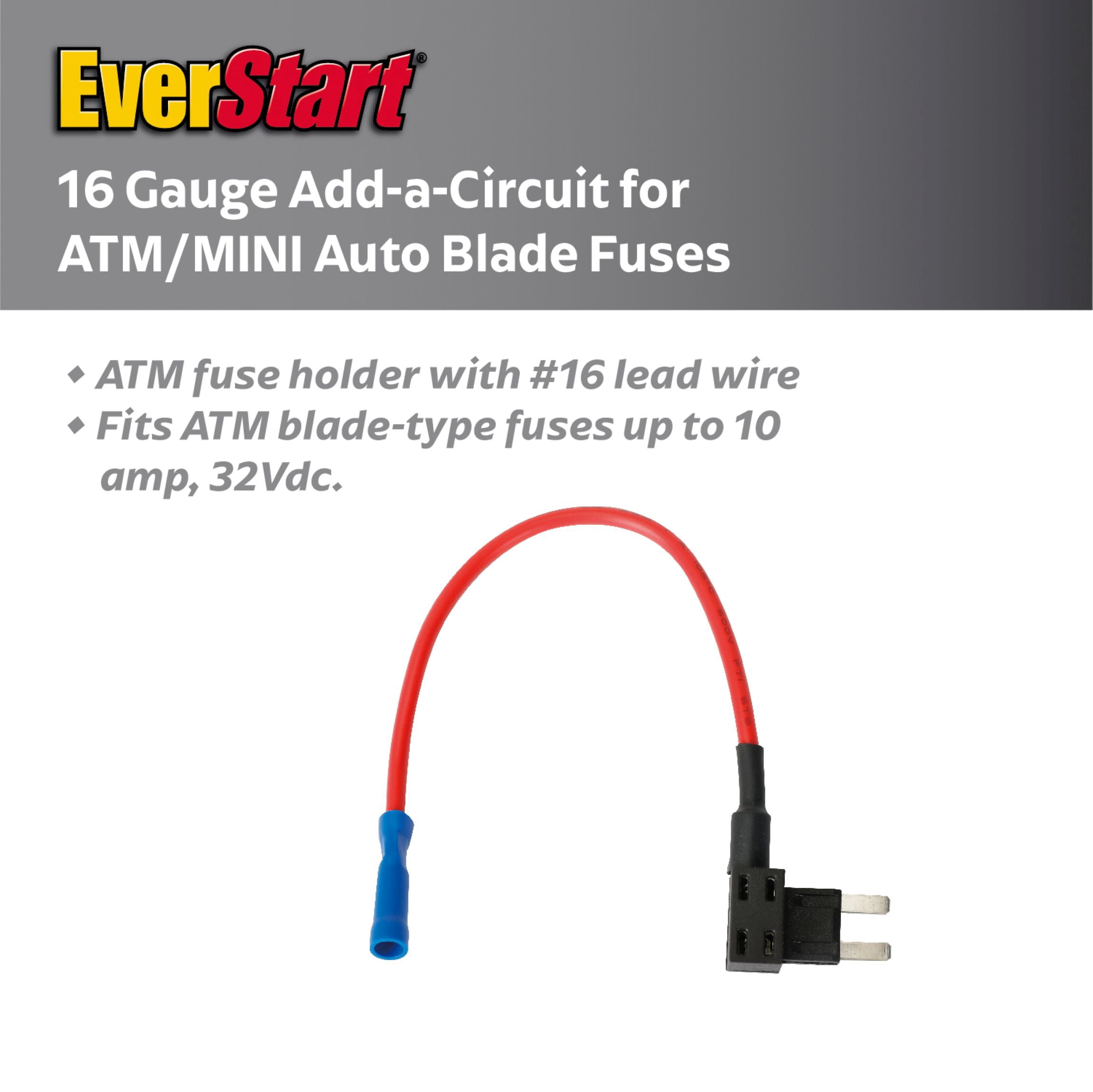 EverStart 16 Gauge Add-a-Circuit Fuse Tap for ATM/MINI Auto Blade Fuses