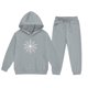 thumbnail image 5 of Conjunto de sudadera con capucha de manga larga para niños con estampado invernal y pantalones deportivos con lazo en las piernas, deportivo informal con forro polar para mayor calidez, conjunto de do, 5 of 5