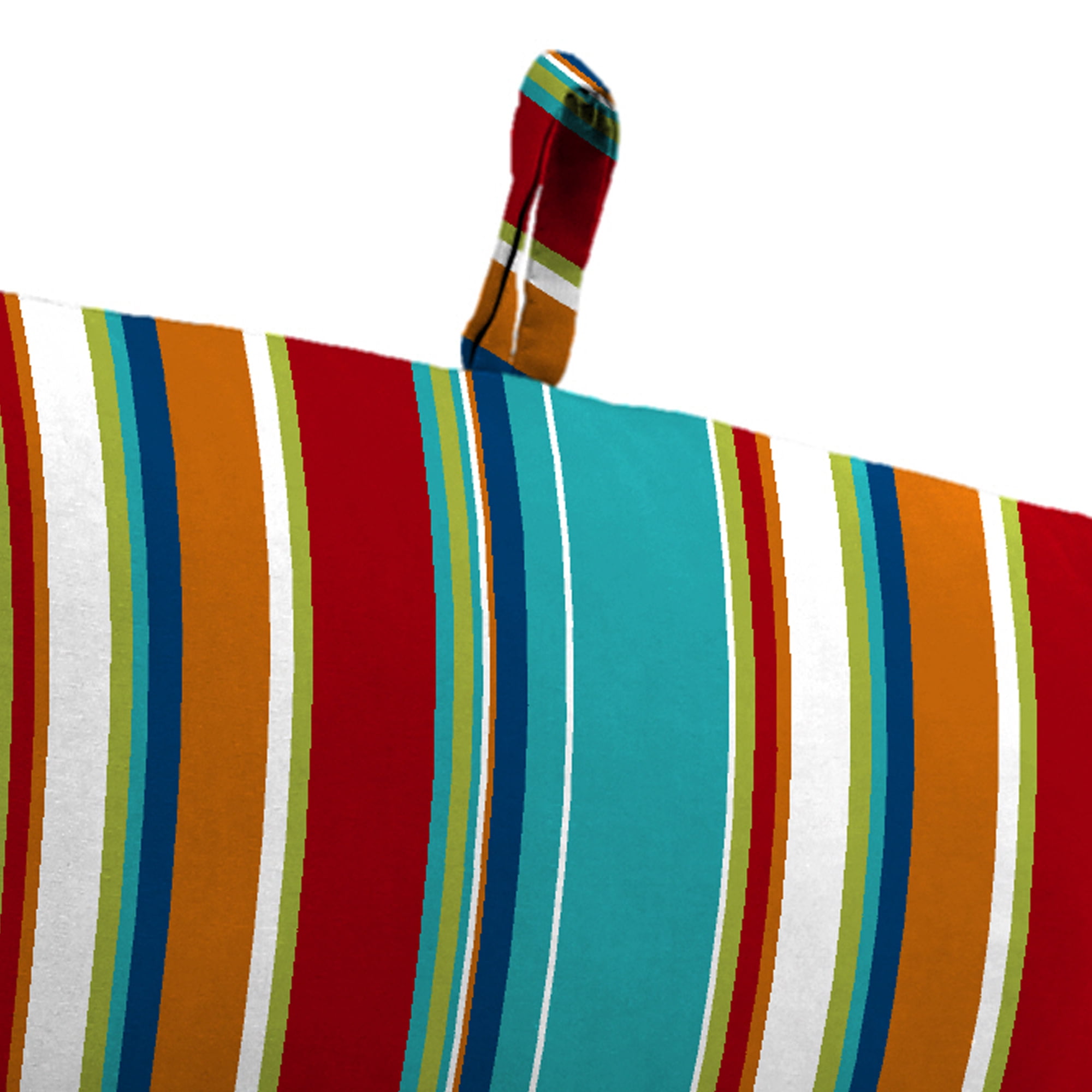 Jordan Manufacturing 44" x 22" Covert Fiesta Multicolor Stripe Rectangular Outdoor Chair Cushion with Ties and Hanger Loop