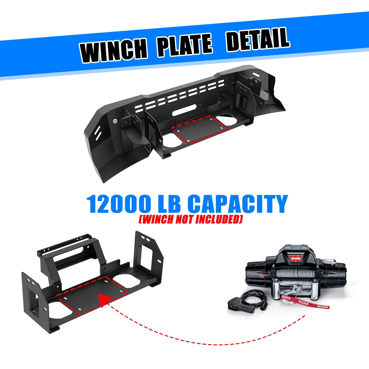 Heavy Duty Steel Front Bumper Fit for 2022 2023 2024 2025 GMC Sierra 1500,Black Powder Coated Front Bumper with Winch Plate