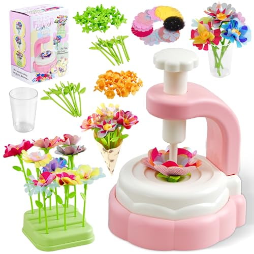 Fabric Flower Bouquets Kit DIY Arts and Crafts Kits for Kids Age 3-12 Christmas Birthday Gifts for 3 4 5 6 7 8 Year Old Toddler Girls Toys