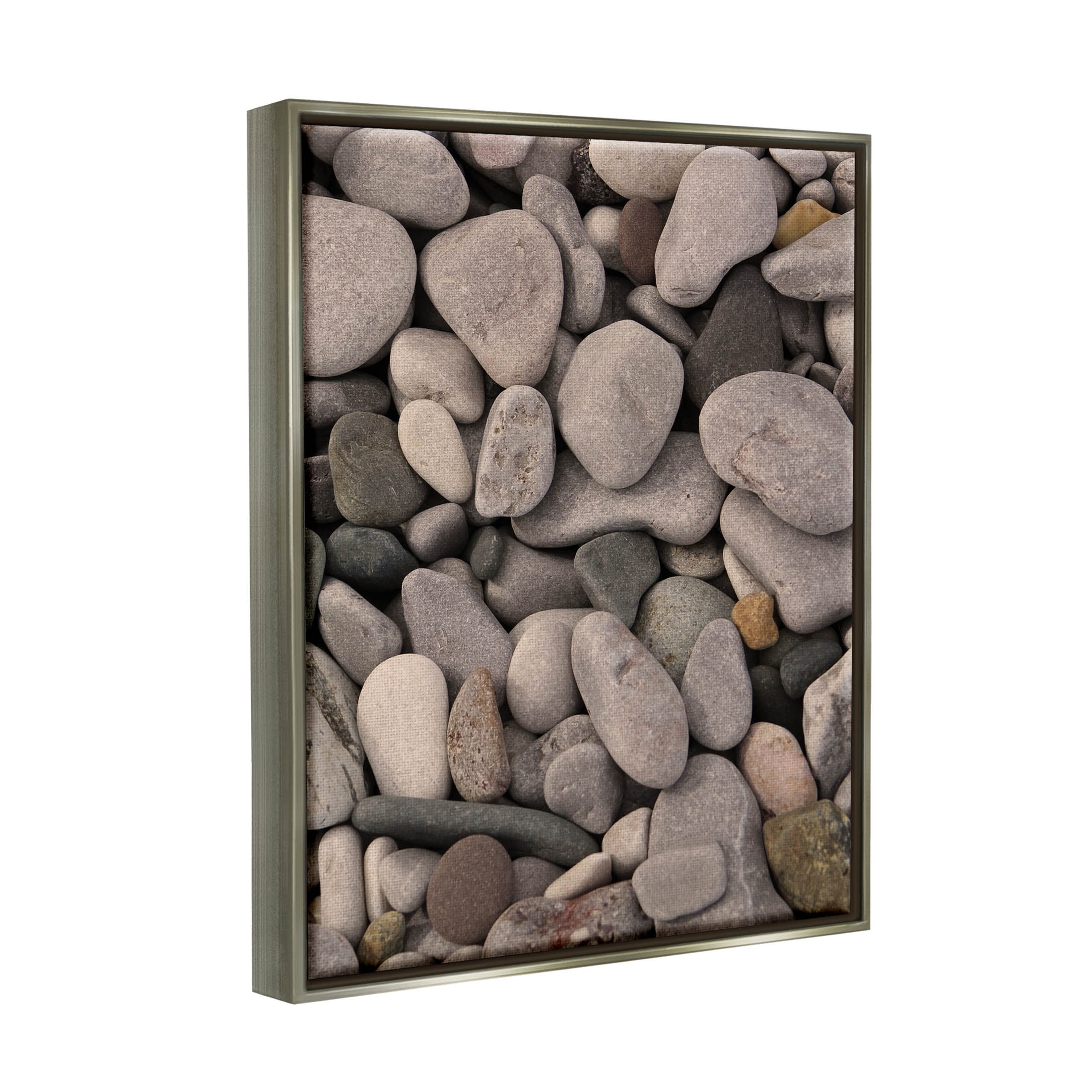 Various Beach Pebbles Composition Coastal Photograph Luster Gray Framed Art Print Wall Art