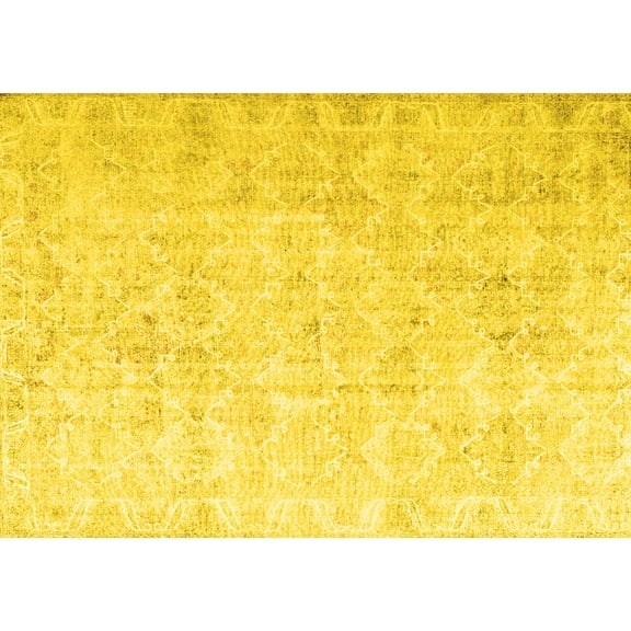 Ahgly Company Machine Washable Indoor Rectangle Persian Yellow Traditional Area Rugs, 5' x 7'