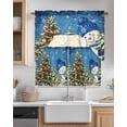 thumbnail image 2 of Blue Snowman Christmas Kitchen Curtains Swag Valance and Tier Curtains Set 24 Inch Length, Xmas Tree Ball Snowflake Winter Rod Pocket Drape Panels Pair Swag Curtains for Bathroom/Cafe/Window, 2 of 6