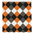 thumbnail image 2 of Ambesonne Argyle Shower Curtain, Plaid Squares Halloween Tone, 69"Wx84"L, Taupe Dark Grey and Orange, 2 of 4