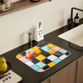 thumbnail image 5 of Yayeee Dish Drying Mat for Kitchen Counter 16" x 18" Microfiber Super Absorbent Coffee Decorative Pad, Yellow Checkered Pattern, 5 of 9