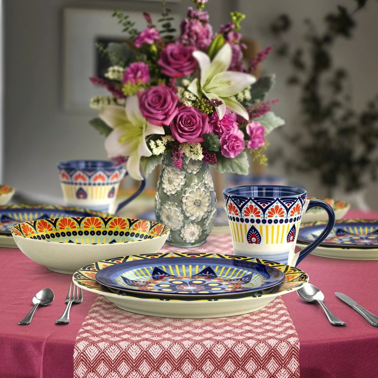 Free Shipping! Elama Zen Blue Mozaik 16-Piece Vibrant Bohemian