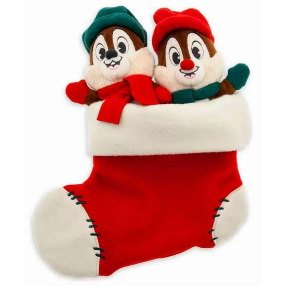Disney Chip 'n Dale Duo in Santa Stocking Christmas Holiday Plush New with Tag