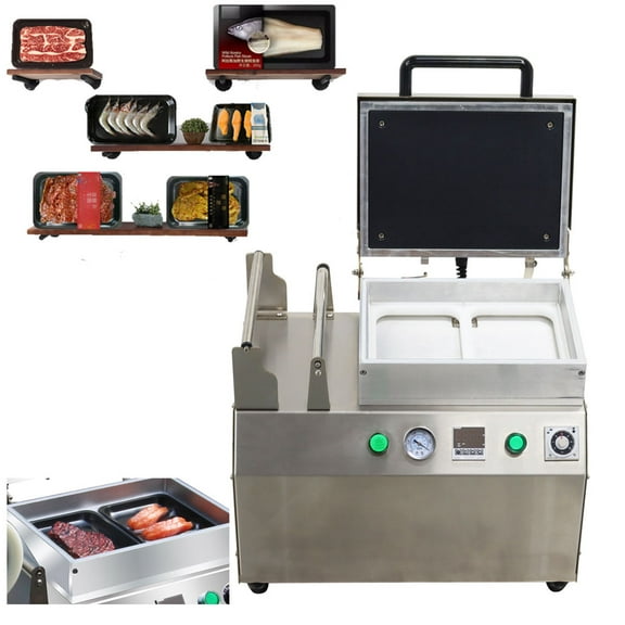 Commercial Bench Double Slot Vacuum Sealer Chamber Vacuum Sealer Meat Fruit Seafood Vacuum Sealer 220V
