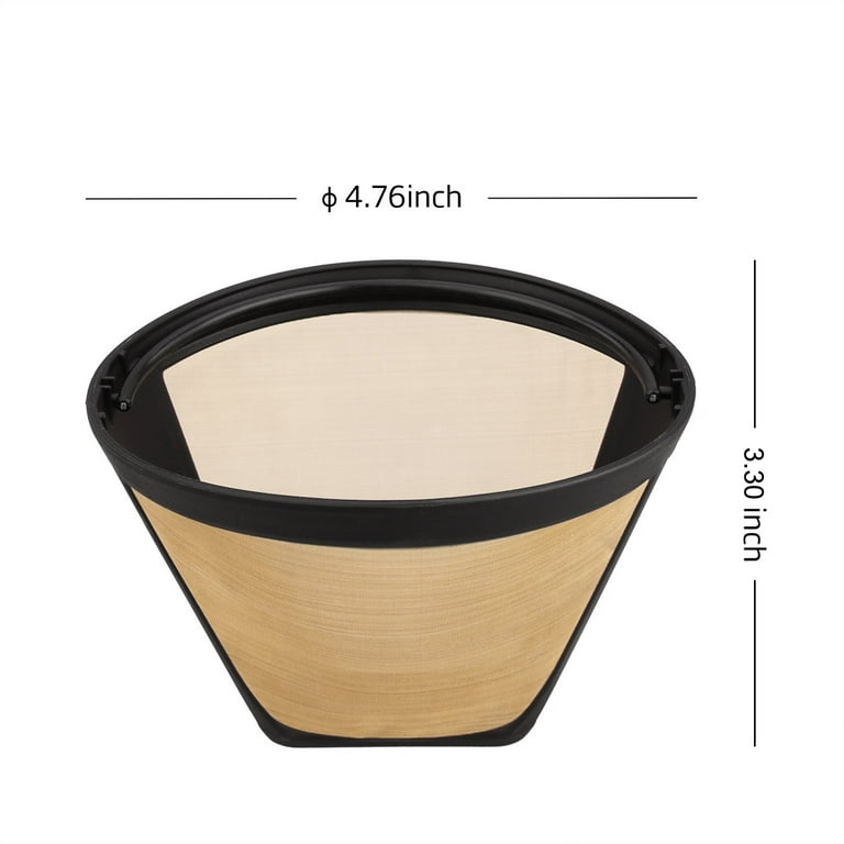 Repl. #4 Gold Tone Coffee Filter For Cuisinart, Braun, GE, Krups (6PK)