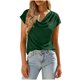 thumbnail image 2 of Tops de Manga Larga de Mujer Casual Draped Cuello de Vaca con Mangas Cortas Y Tejido Elástico Suave, Blusa de Poliéster Relajada para Primavera Verano Diario, 2 of 9