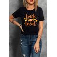 thumbnail image 1 of ABPHQTO Camiseta negra de manga corta con estampado gráfico Trick Or Treat para mujer, 1 of 5