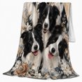 thumbnail image 2 of Five Border Collie Dogs Floral Accents Cheerful Heartwarming, Cozy Pet Portrait Pattern, Warm Flannel Blanket for Living Room and Bedroom, Dog Lovers Just Because Gift, Pet Lover Home Decor, 2 of 9