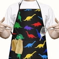 thumbnail image 2 of Cartoon Dinosaurs Colorful Silhouettes Apron-Garden Aprons for Women with Pockets-Cotton Linen Waterproof Kitchen Cooking Gardening Aprons Adjustable for Kitchen,Cooking,BBQ and Salon 33x27 Inch, 2 of 7