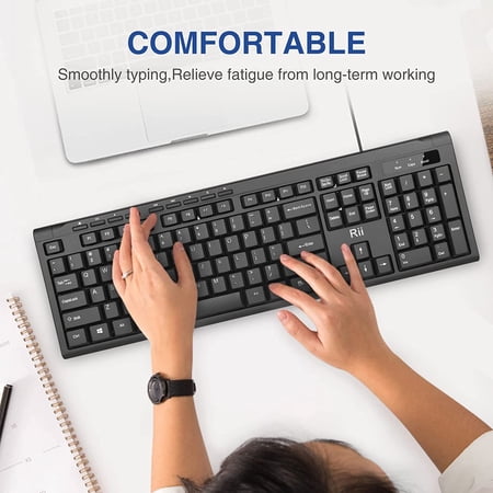 YTGRF-RK907 Ultra-Slim Compact USB Wired Keyboard for Mac and PC,Windows 10/8 / 7 / Vista/XP (Black) (1PCS)