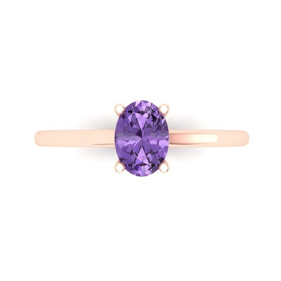 Clara Pucci 14K Rose Gold 1ct Alexandrite Solitaire Ring for Women
