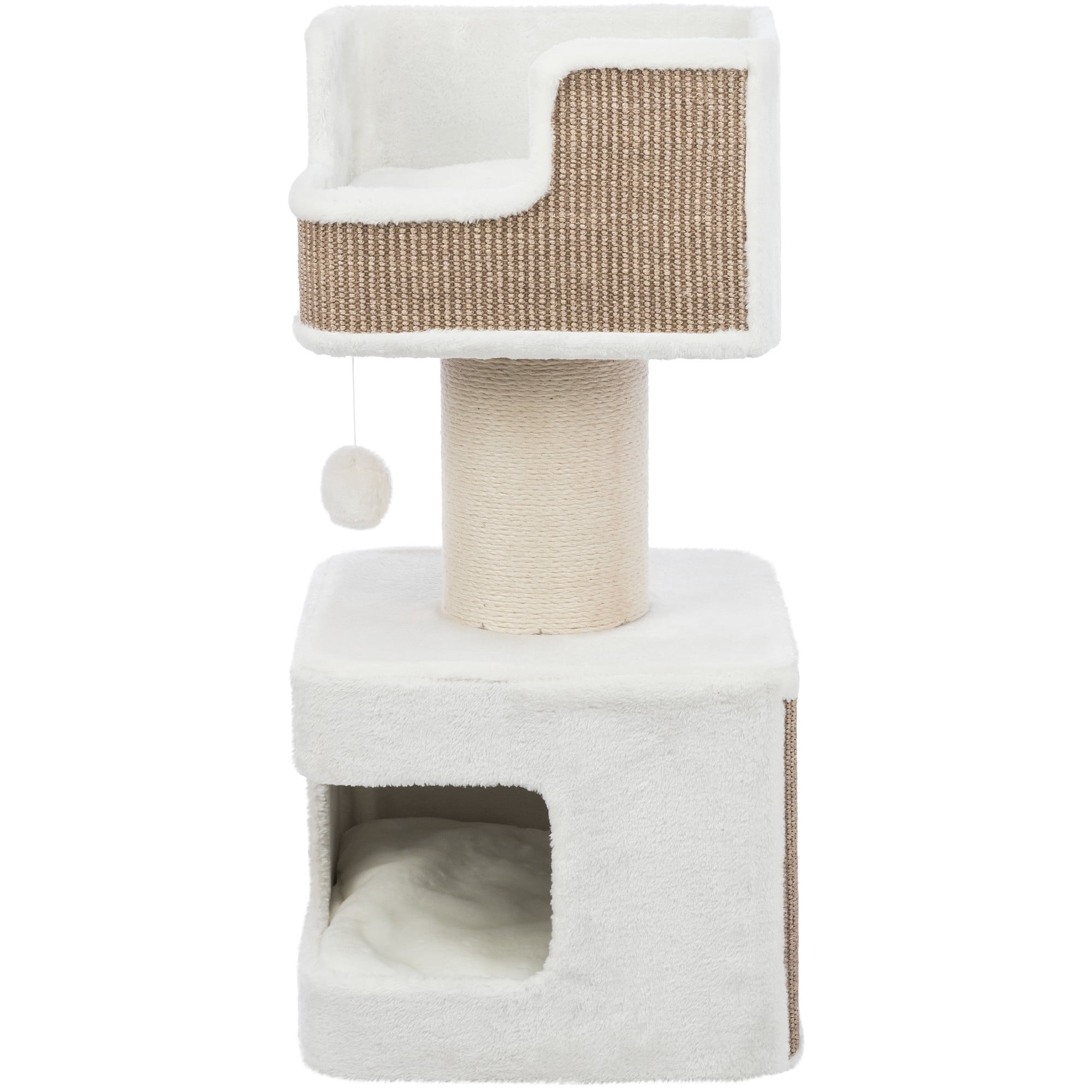 TRIXIE Ava XXL Jute & Plush 2-Level 34" Cat Tree with Scratching Post & Condo, Brown
