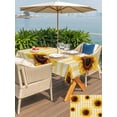 thumbnail image 6 of 54x80 Inch Outdoor Tablecloth with Umbrella Hole Zipper Rectangle Yellow Sunflower Rectangular Tablecloths Outside Waterproof Beige Vertical Striped Beige Retro Patio Table Cover for Picnic Party, 6 of 8