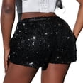 thumbnail image 4 of Lindreshi Shorts for Women Clearance Women's Summer High Waist Casual Shorts High Elastic Sequin Beaded Hot Pants Shorts, 4 of 7