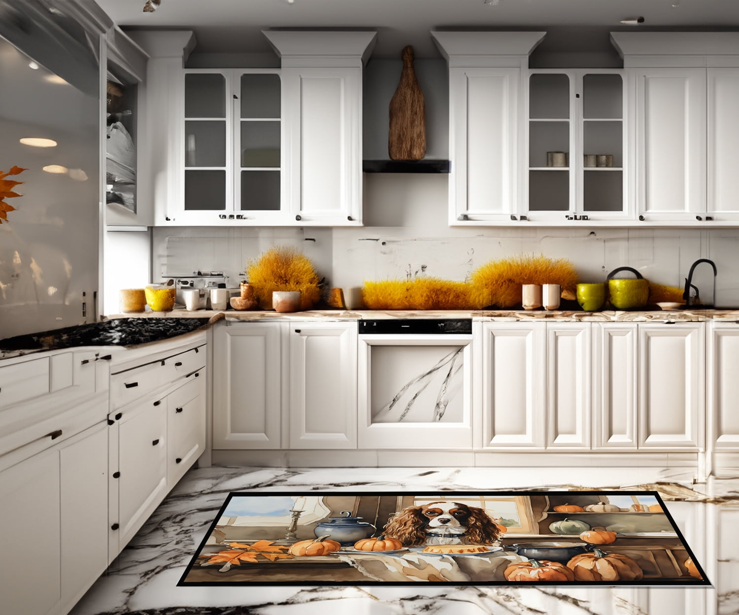 Cavalier Spaniel Fall Kitchen Pumpkins Runner Mat 28x58 58 in x 28 in