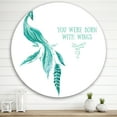 thumbnail image 2 of Designart 'Turquoise Bird You Were Born With Wings' Traditional Circle Metal Wall Art 36x36 - Disc of 36, 2 of 5