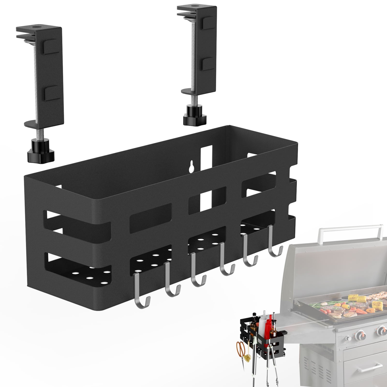 Griddle Caddy for 28”/36” Blackstone Griddles, Space Saving Grill & BBQ Accessories Storage Basket, Tool-free and No drill Installation, Best Gift for BBQ Lovers