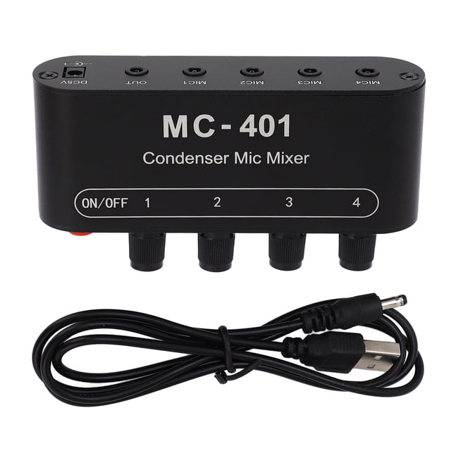 Mezclador de micrófono de condensador 4 en 1, sistema de mezcla de micrófonos de aleación de aluminio para karaoke en casa.