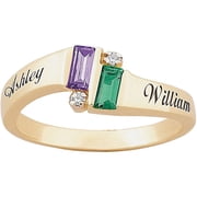 Personalized Couple's Diamond Accent 10kt Emerald-Cut Birthstone Name Promise Ring